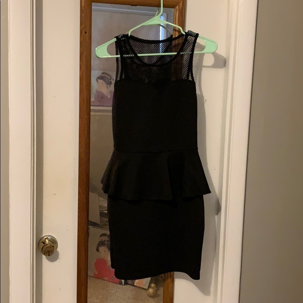 Black dress with open net back and shoulders